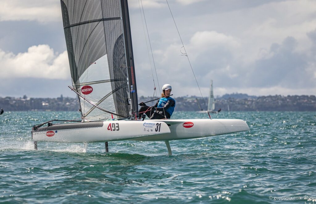 Dutch sailing legend, Carolijn Brouwer has fun on her Exploder.