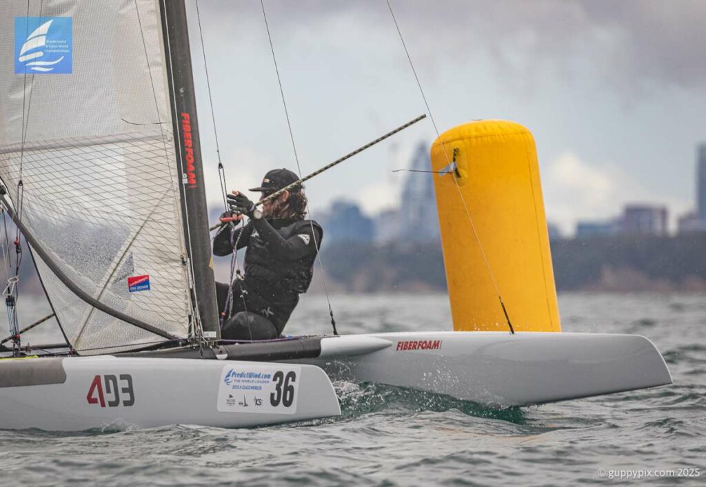 Jamie Jochhiem AUS, sailing like a demon in his first big event currently lying in second place