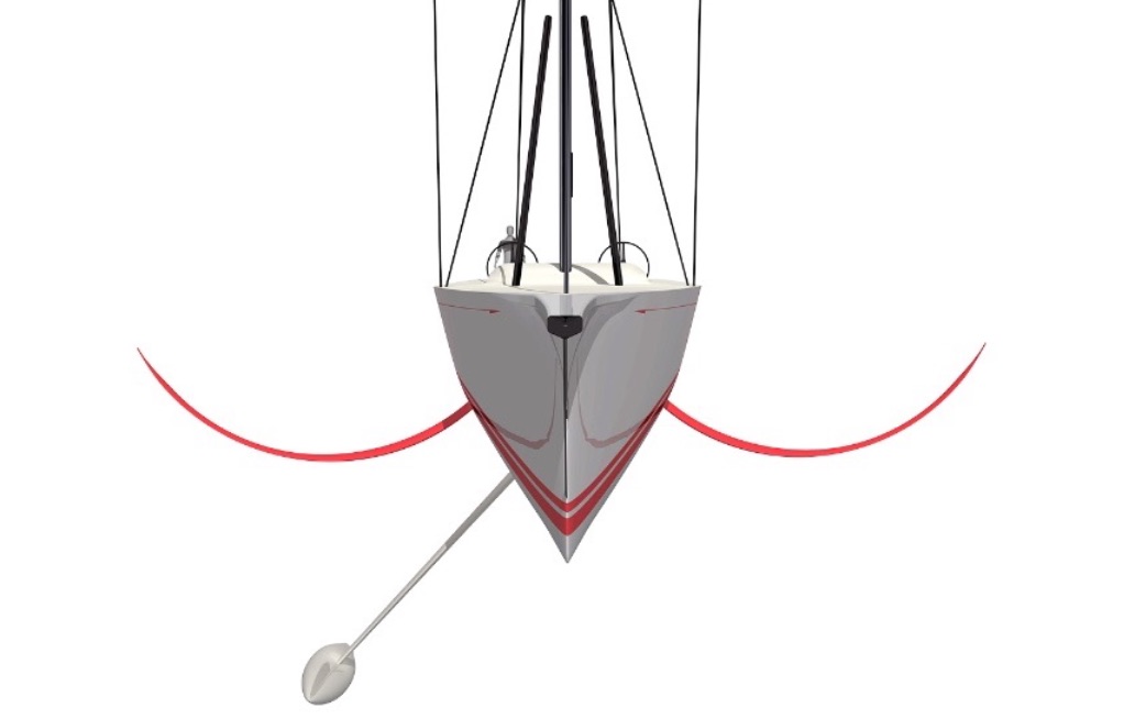 Palm Beach XI - Hull Render with both C - Foils deployed