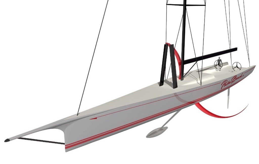 Palm Beach XI - Hull Render C - Foil port side deployed and starboard side retracted