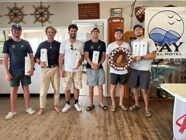 49er Podium finishers - Credit South Lake Macquarie Amateur Sailing Club (SLMASC) - Photo Credit Lanee Beashel