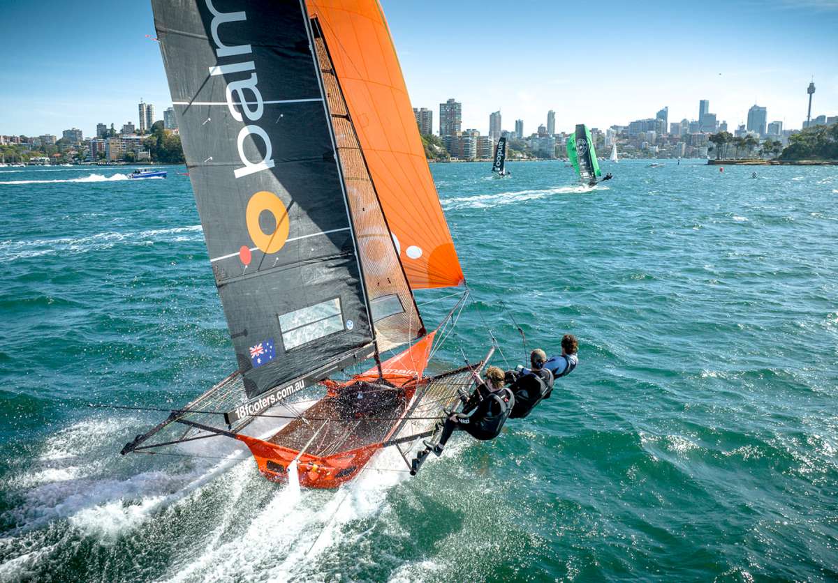 Close up look at the Balmain team going downwind (SailMedia)