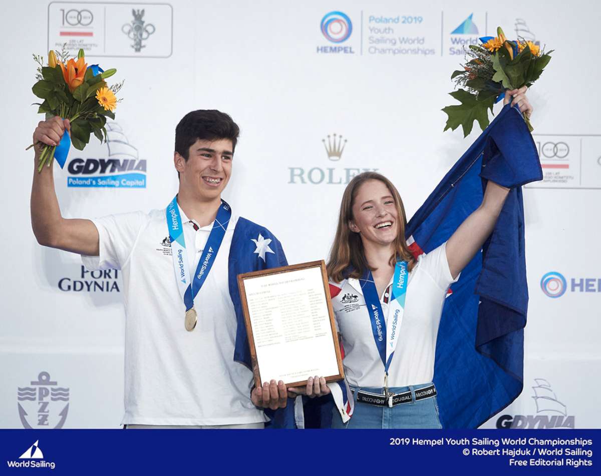 Presentation to Bec at the Youth Sailing Worlds (courtesy Rebecca Hancock