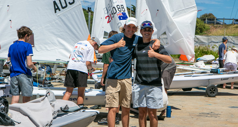 Digby and Will all smiles during 2024 Schnapper Regatta