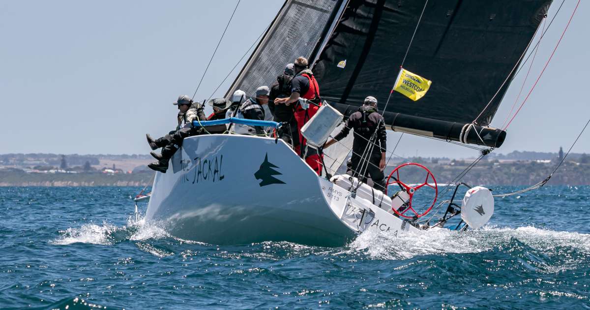 The Jackal is line honours leader in the 2025 M2H Yacht Race Photo credit Al Dillon