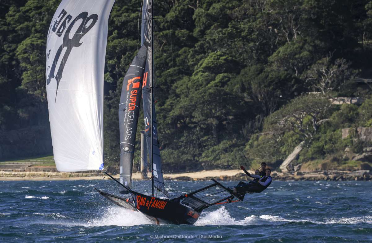 Rag & Famish Hotel heads for the finish in Race 1 (SailMedia)