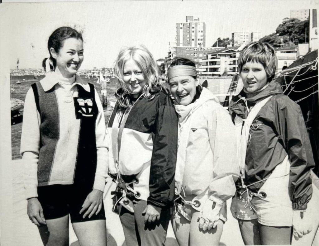 First Female Crew sailing 18foot skiff -1972 L-R Victoria Willman, Helen Neville, Kate Cumberland and Anne Wilson