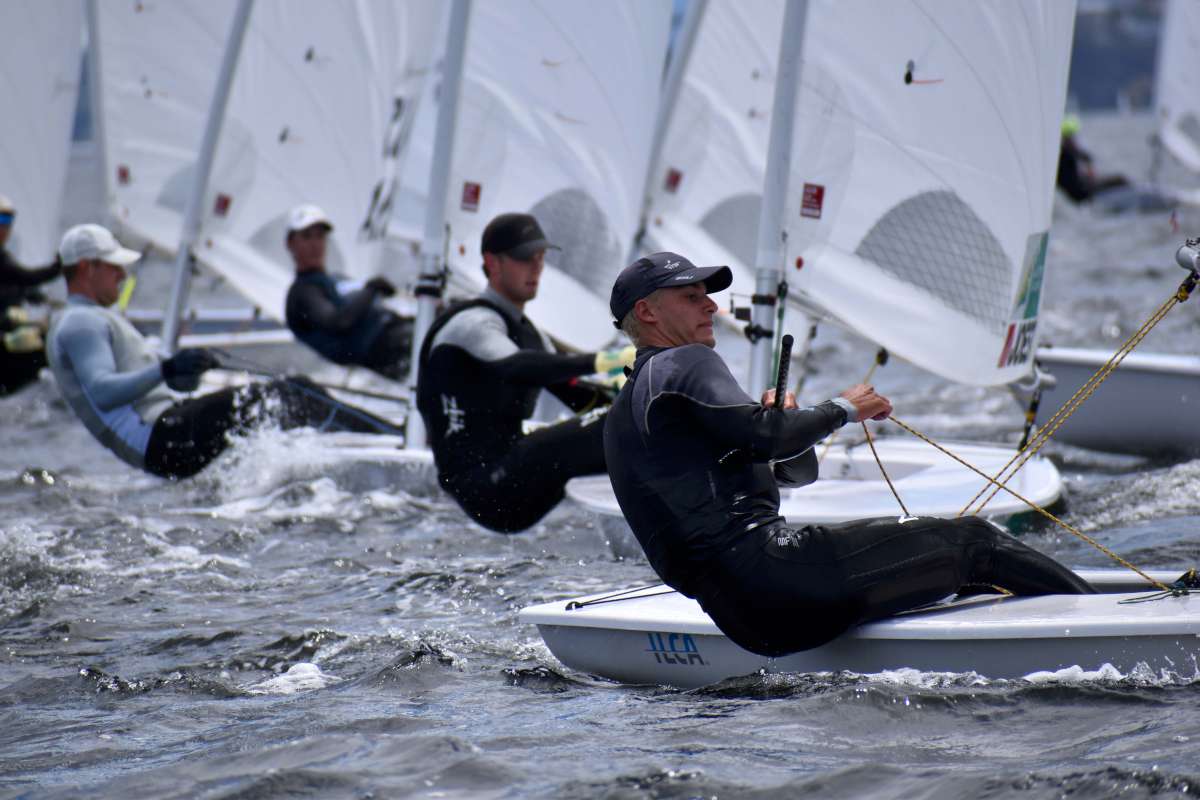 Tasmania’s Eddie Reid is performing well in the ILCA 7 fleet. Photo credit Jane Austin