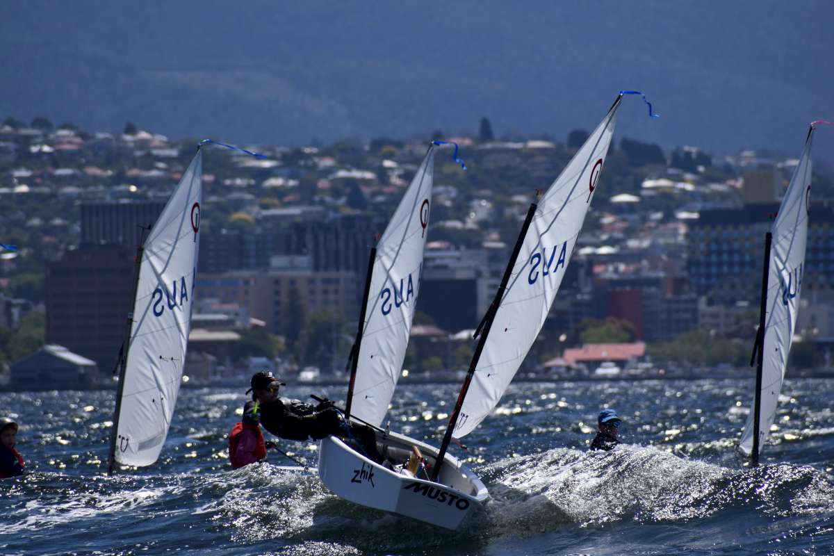 Lumpy condiitons proved challenging on the River Derwent in Hobart Credit Jane Austin