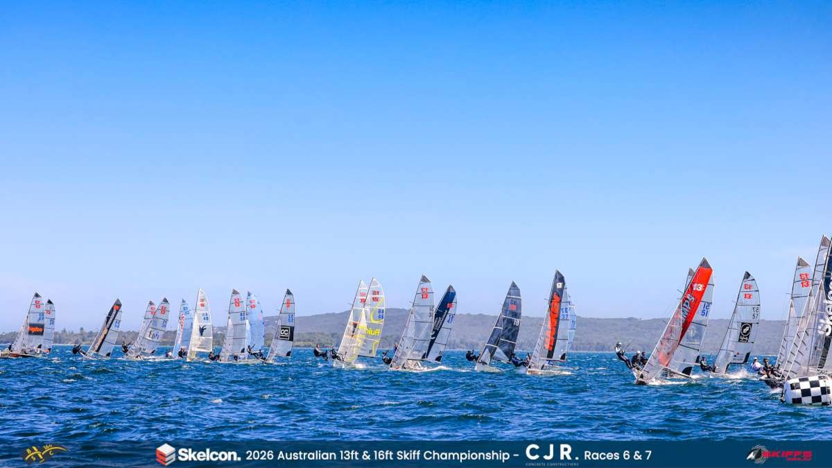 13ft Skiff Fleet 1 - Photo Credit Michael Chittenden for Belmont 16s Sailing Club