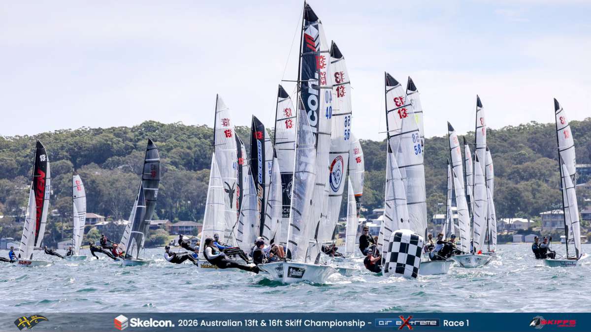 13ft Skiff Start - Photo Credit Michael Chittenden for Belmont 16s Sailing Club