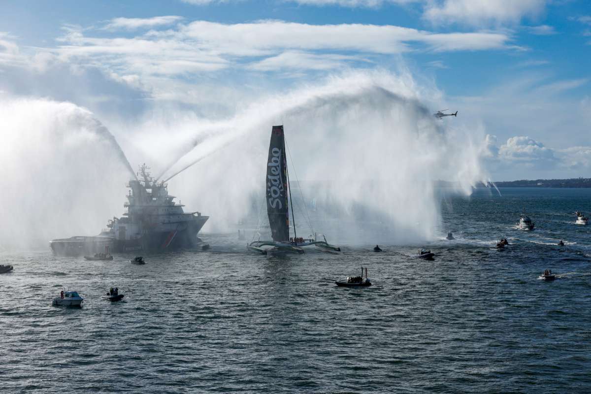 The crew of Sodebo Ultim 3 just broke the Jules Verne Trophy record