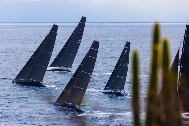 The maxi fleet off Fort Charlotte, Antigua © Arthur Daniel - RORC