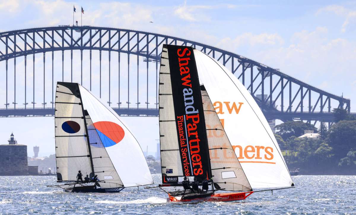 The new Shaw and Partners skiff and the current Giltinan champion Yandoo (SailMedia)