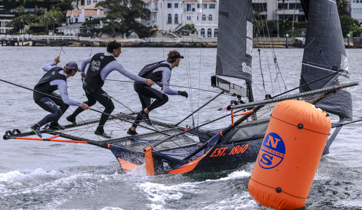 Rag & Famish crew after rounding weather mark (SailMedia)