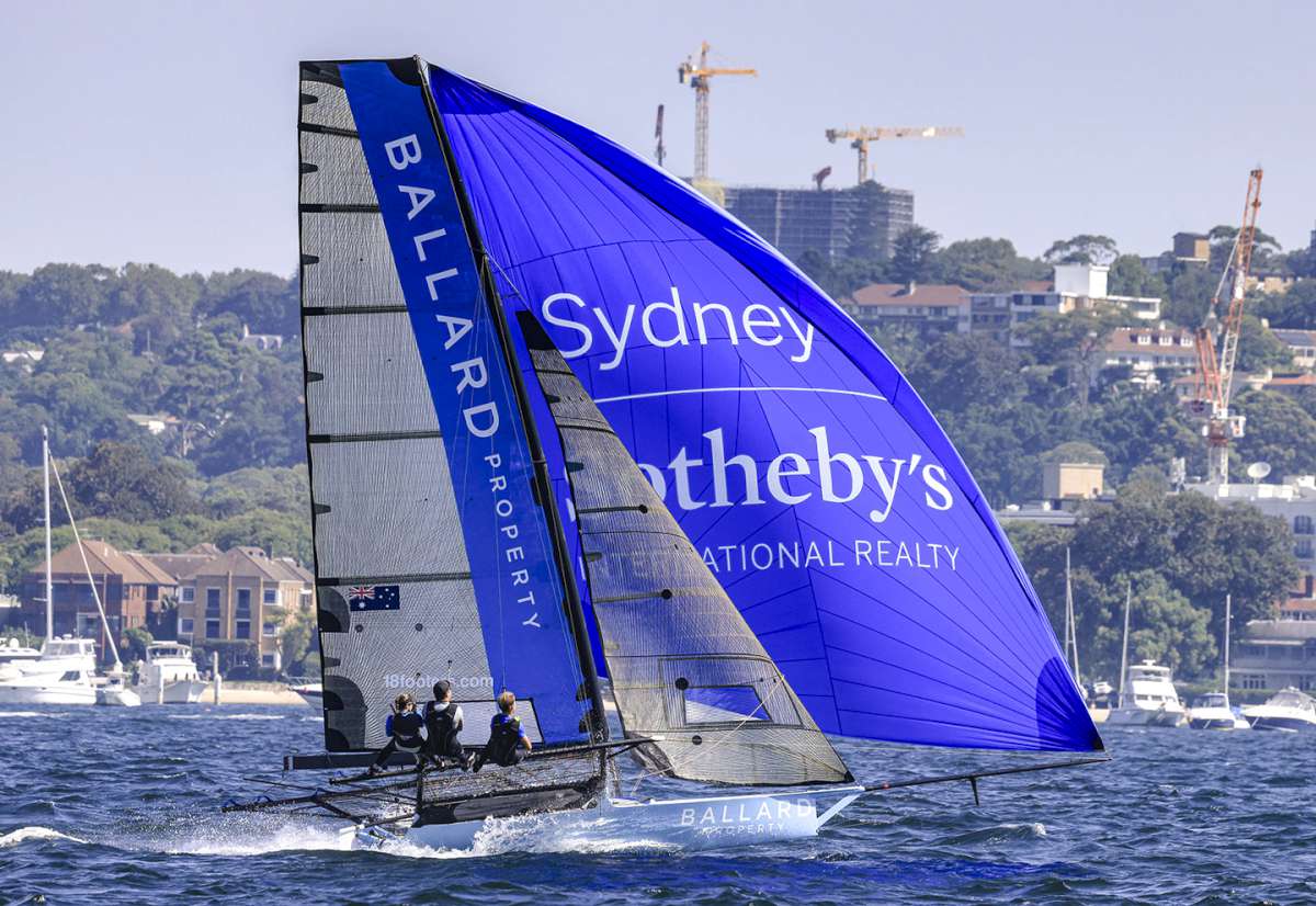 Ballard Sotheby's under spinnaker (SailMedia)