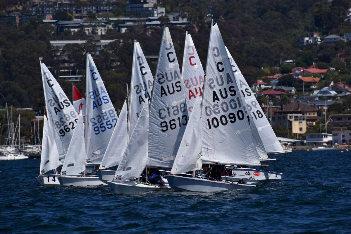 A tight group of International Cadets at the start line of the first race - Credit Jane Austin