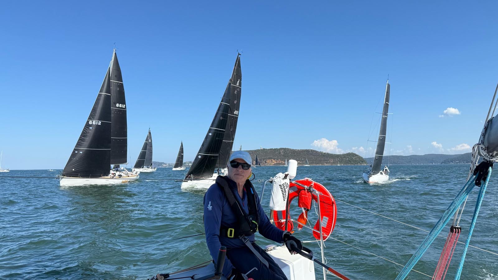 On board J99 Veloce looking back at same design Verite (sail 4411) in the race to Coffs - pic courtesy Veloce