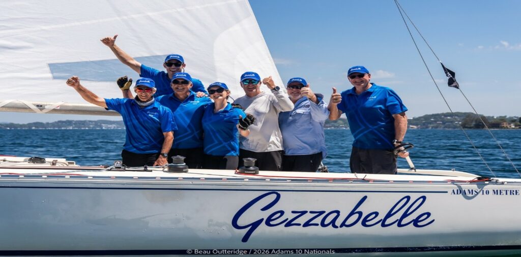 Allen Stormon and the winning Gezzabelle crew - Credit Beau Outteridge