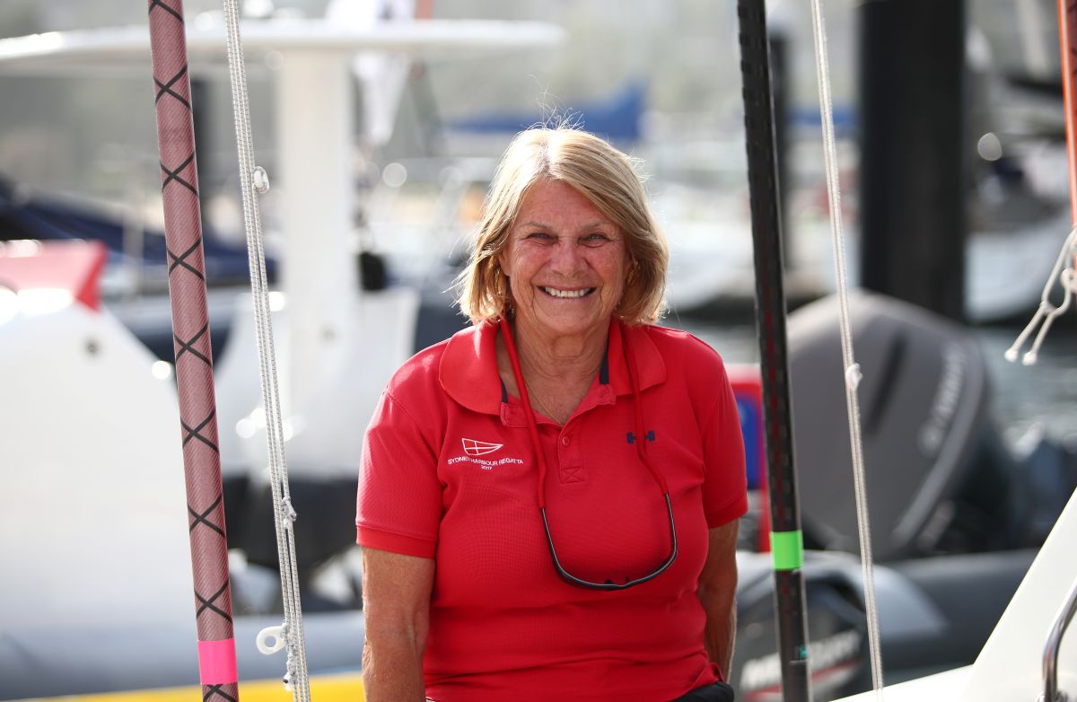 Julie Hodder on MHYC start boat - Brett Costello, MHYC pic