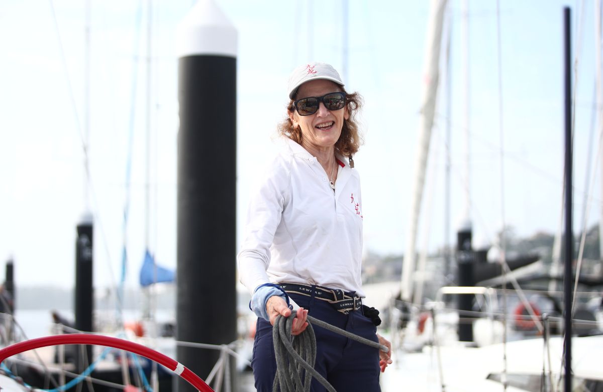 Karen Ewels preparing to race on Nine Dragons - Brett Costello, MHYC pic