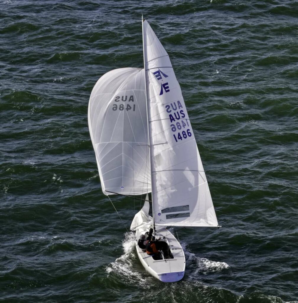 Magpie won the regatta - here winning a race on breezy day one - Hippodrone