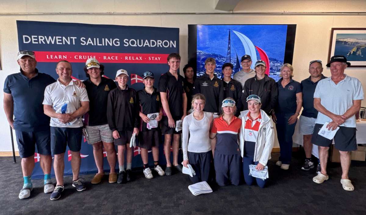 The SB20 Australian youth teams with SB20 World Council President Scott Glanville and SB20 Aus Exec Image Jane Austin