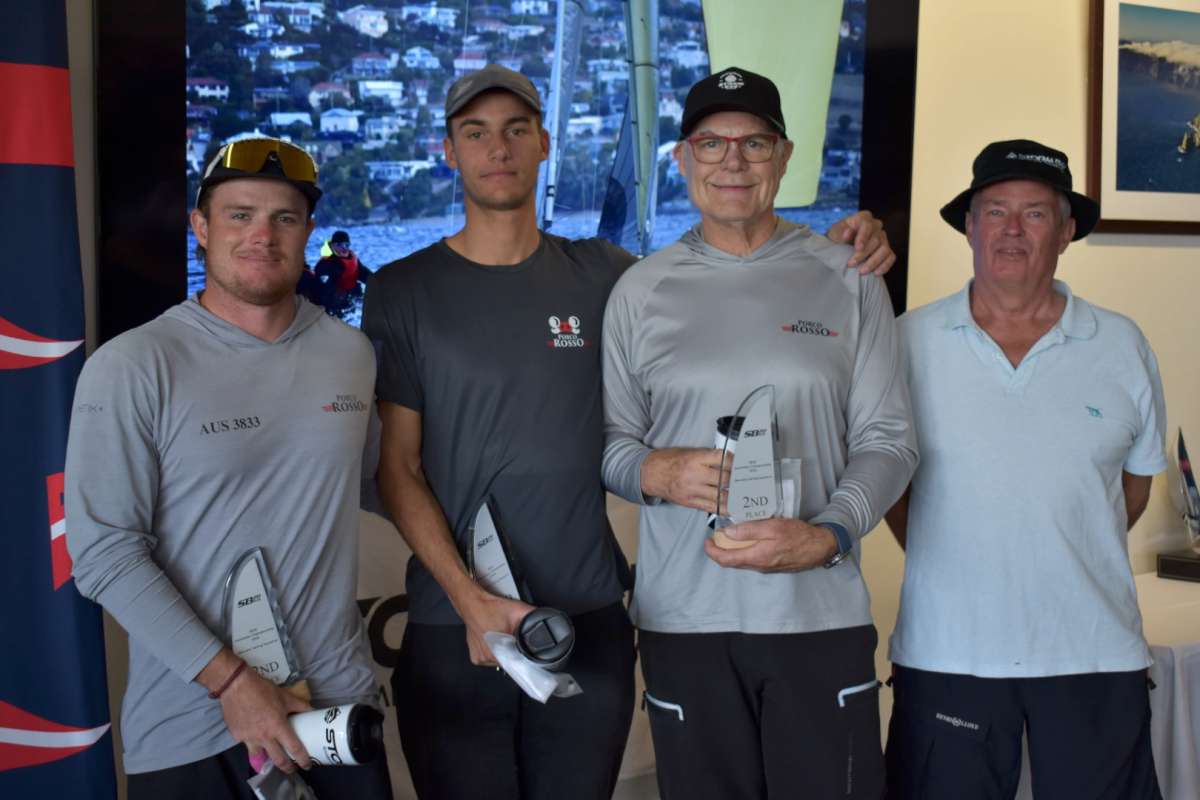 Porco Rosso Will Sargent Ed Reid Paul McCartney with SB20 Australia Vice President Stephen Catchpool Image Jane Austin