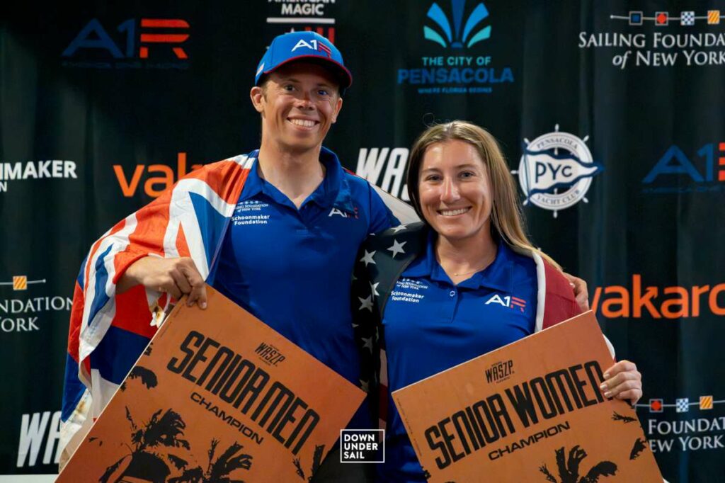 Hawaiian foilers Gavin Ball and Pearl Lattanzi with double win at the WASZP Games