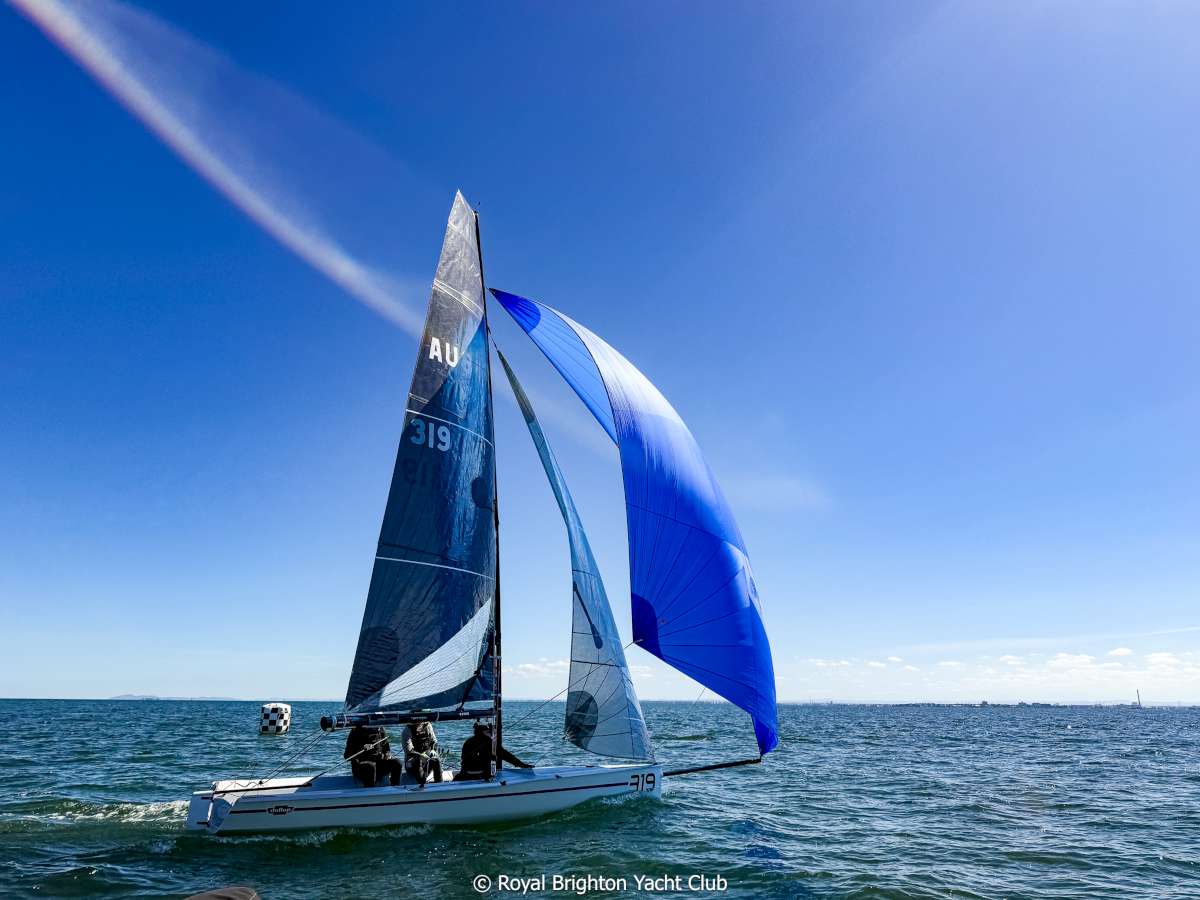 Dollop crosses the line first in Race 5 to take the regatta with a race to spare - Catherine Hurley - Credit - Sunset Media - @sailorgirlhq