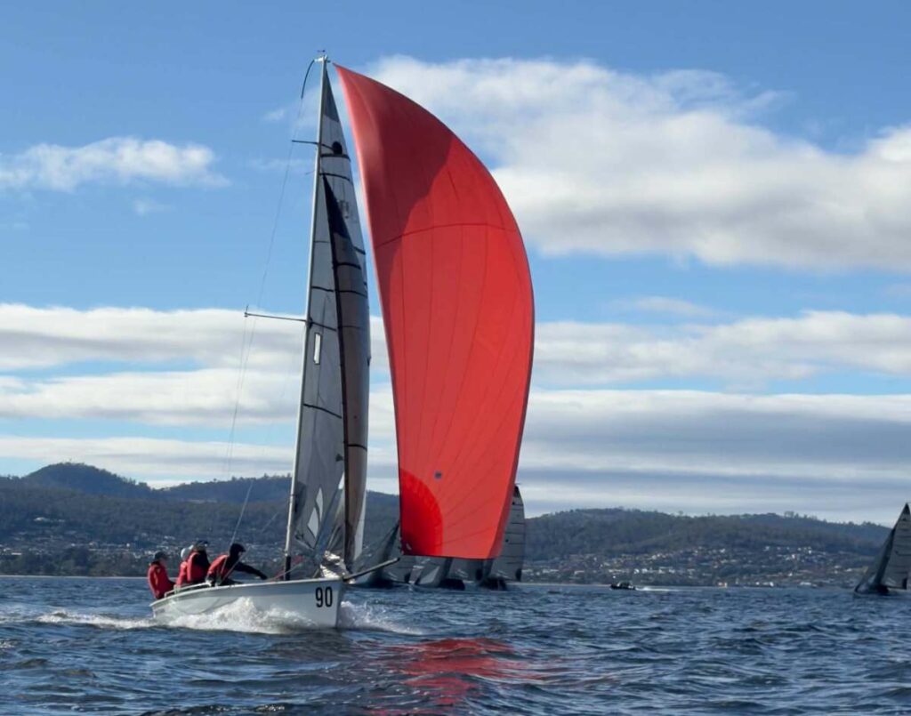 The Friends School (Red) 2026 SB20 Tas School Champions on the water Image Eirini Marios