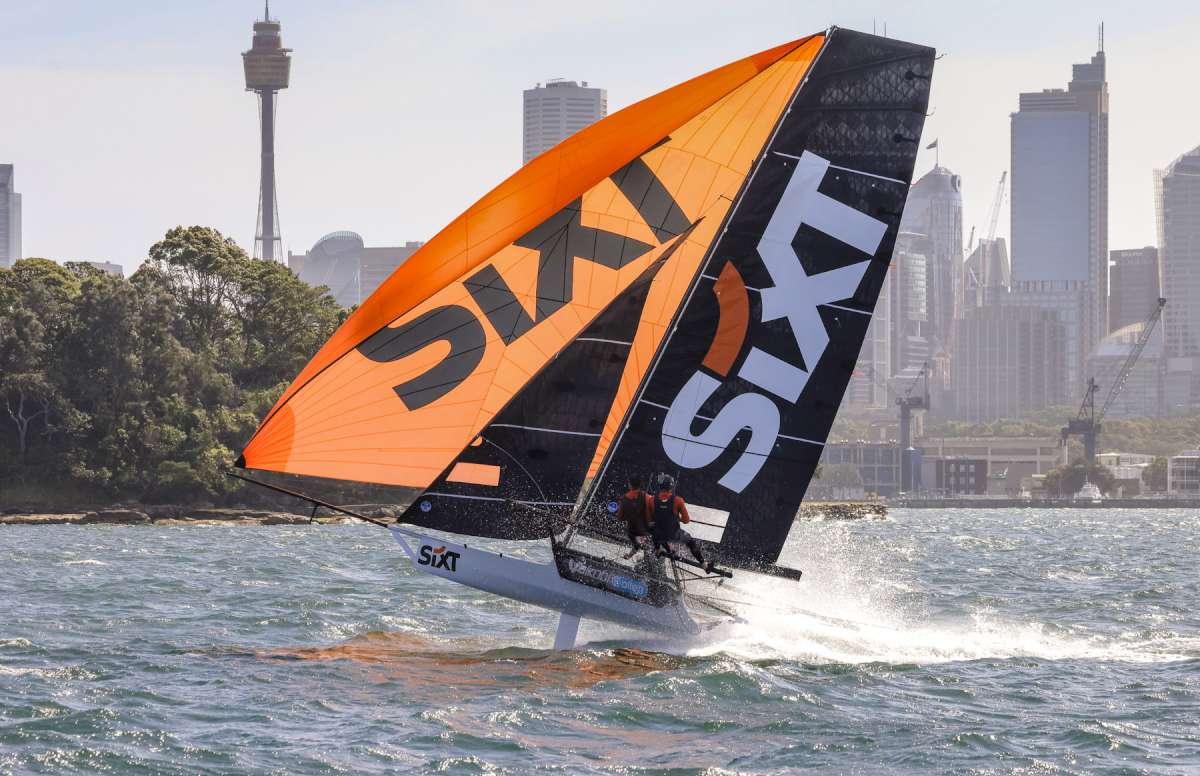 Spinnaker action in a NE wind on Sydney Harbour (SailMedia)