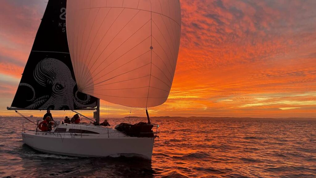 A saffron sunrise behind The Kraken overall winner Photo Maddie Scambary