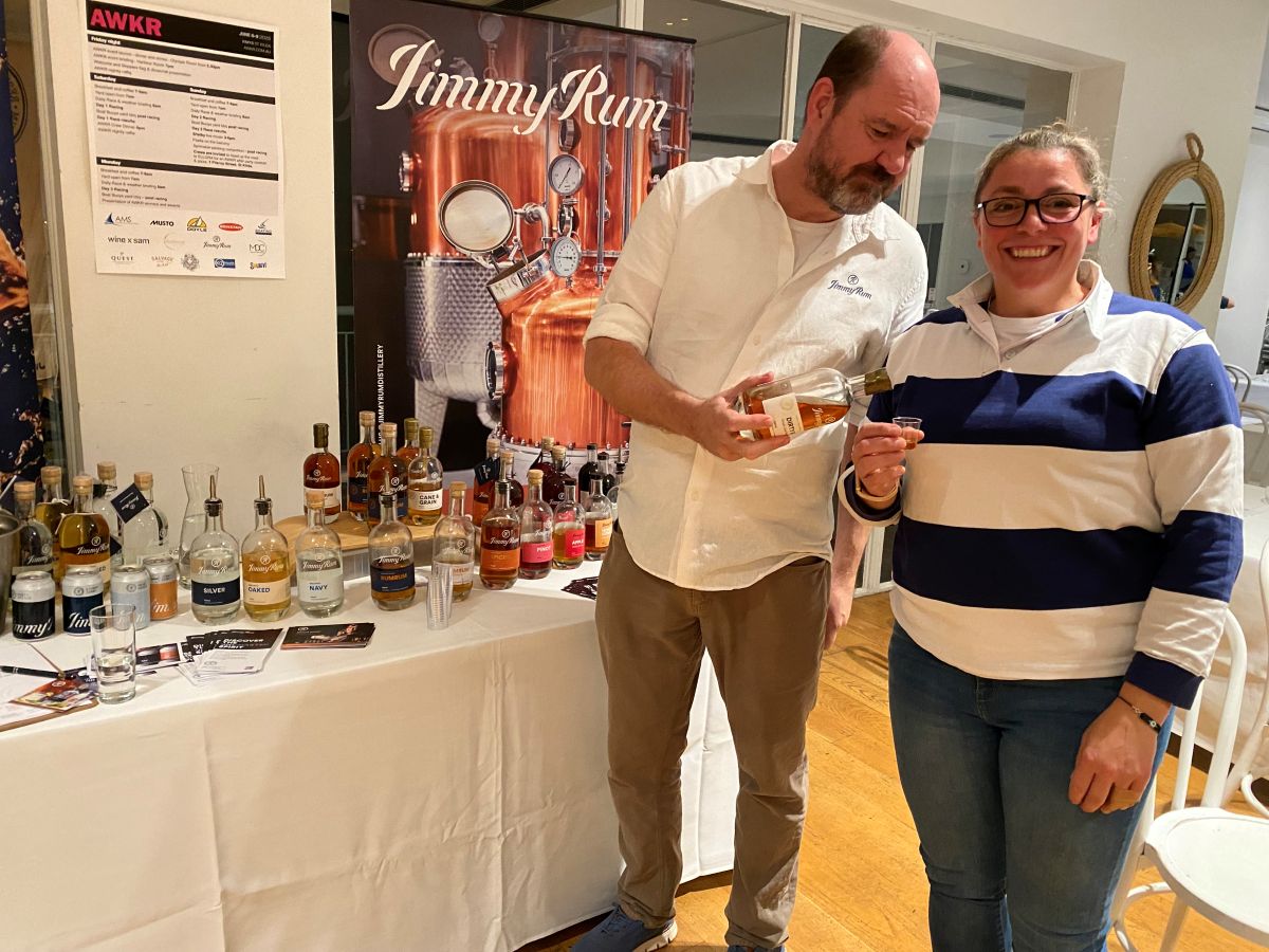 Jimmy Rum sponsor James McPherson pouring for compliant competitor Anna last year- Andrea Francolini, AWKR pic