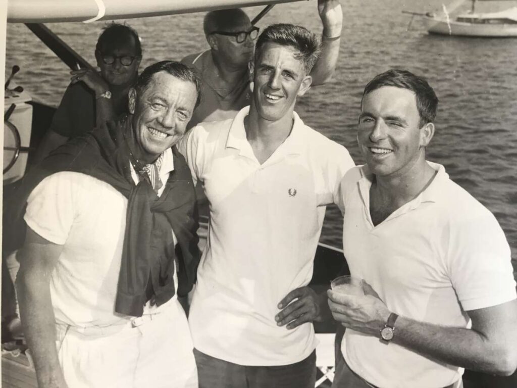 Bill Northam, Dick Sargeant and Peter O'Donnell at the Olympic trials on Lake Macquarie