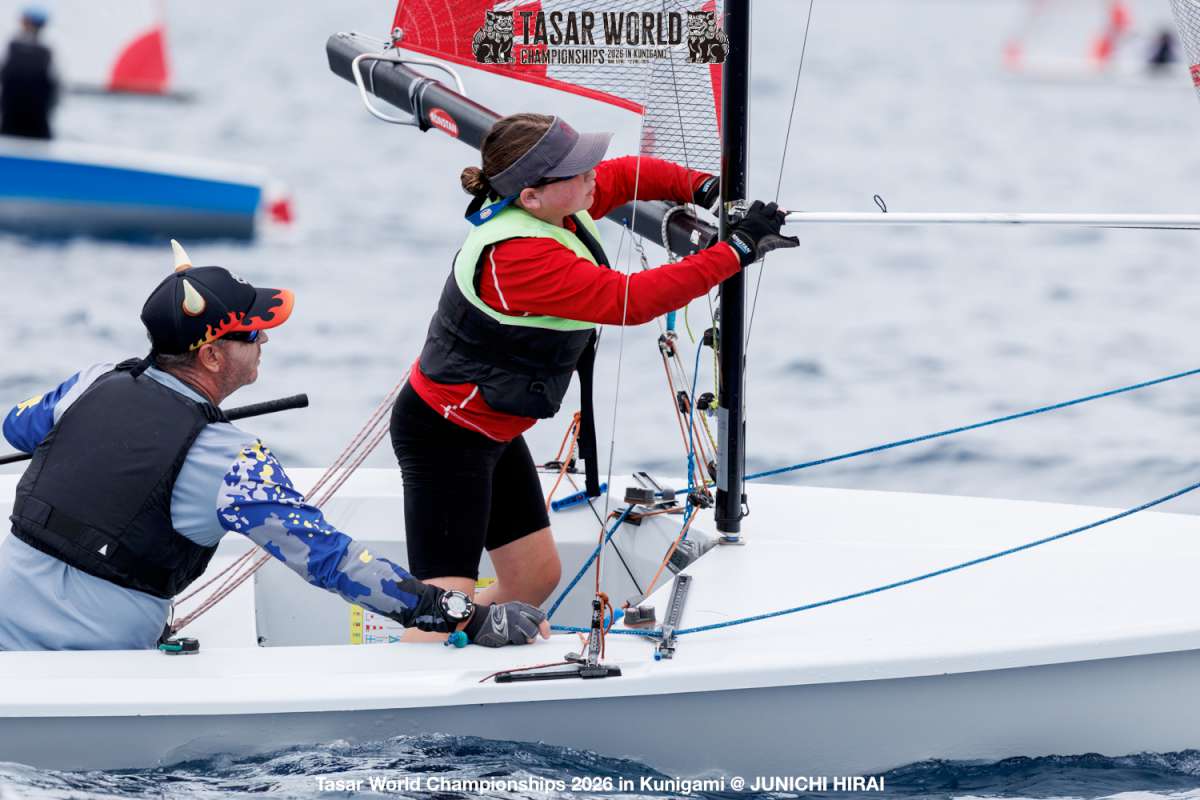 Father and 10 years old daughter team Luke and Ivy Owen of Australia competing together at the Tasar World Championship - Credit Junichi Hirai