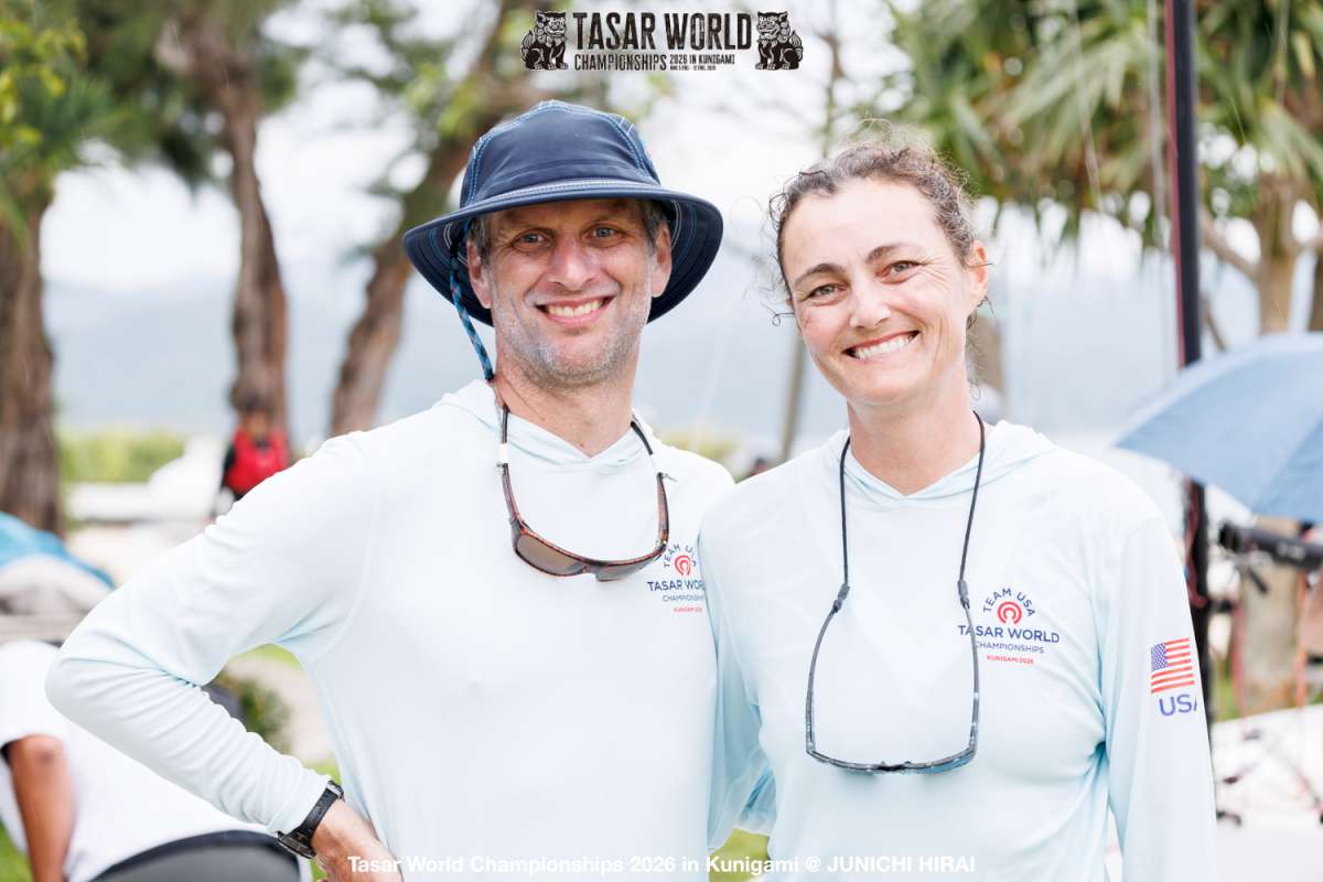 Tasar World Champions Dalton Bergan and Lindsay Bergan, who also won the Open Age Division - Credit Junichi Hirai