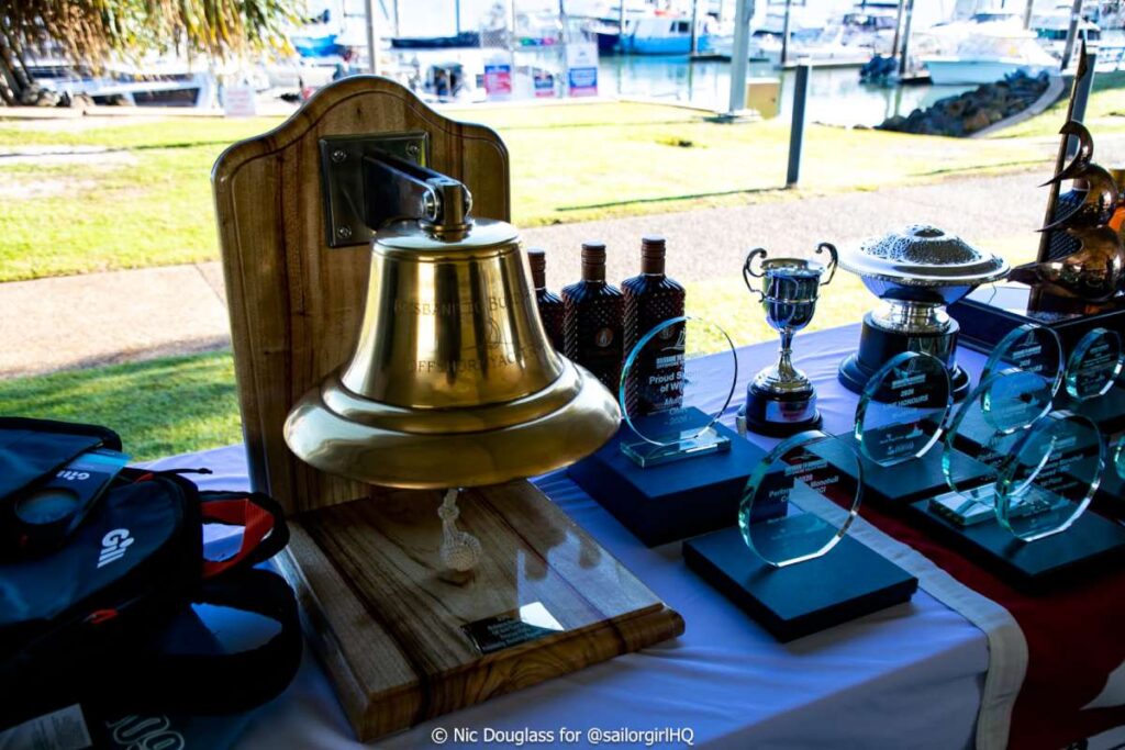 Brisbane to Bundaberg prizes, including the PHS Trophy donated by Pacific Tug Group - Credit @sailorgirlhq