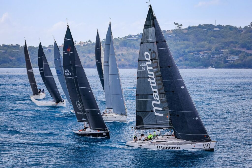 Ikon (white yacht behind Maritimo at the Australian Sailing Champs in 2022 - Salty Dingo, Hamilton Island RW pic