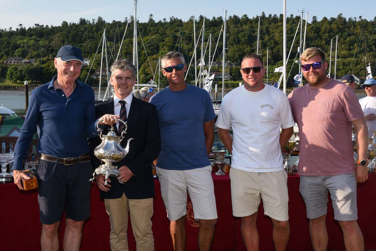 Cork Week Chairman Ross Deasy awards the Kinsale Kettle to Sam Laidlaw's BLT © Rick Tomlison-RCYC