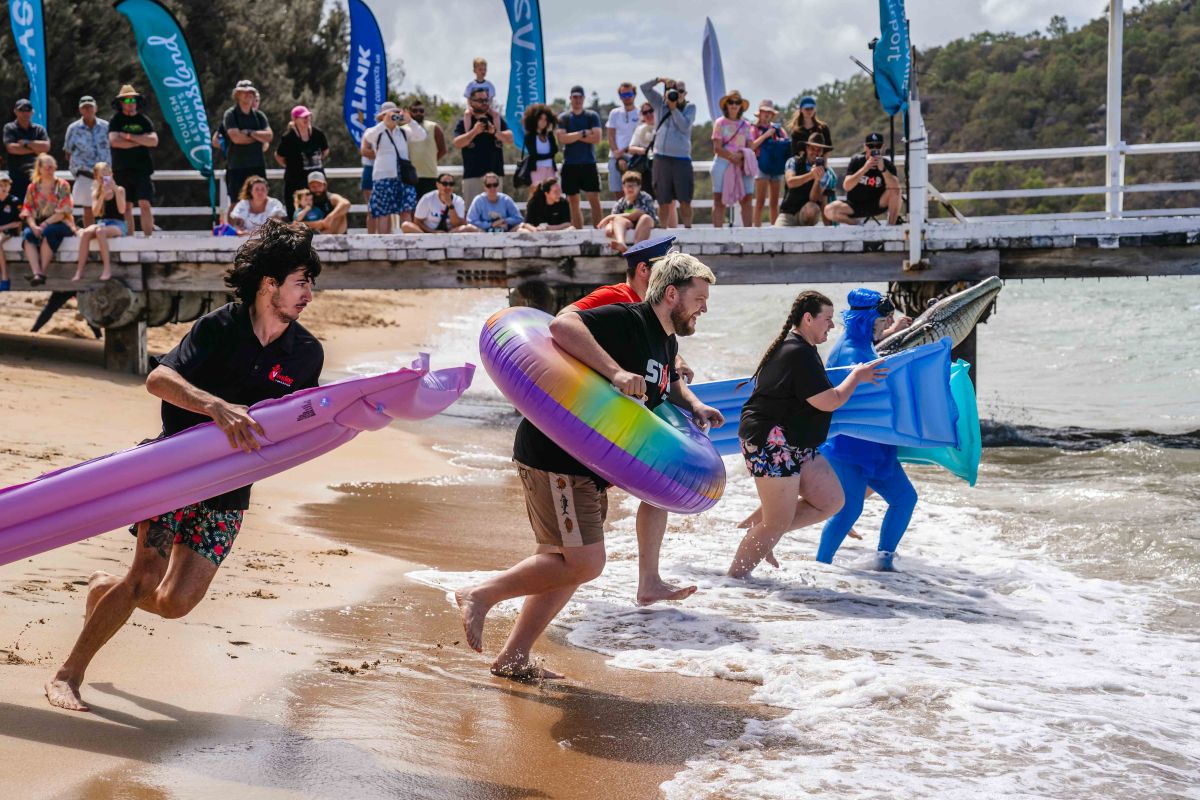 Great Inflatable Race in full swing on Lay Day - credit Revolution Productions