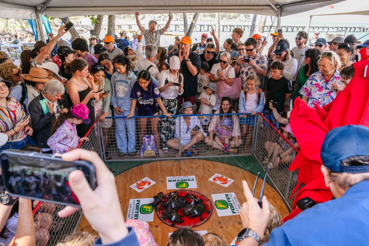 Mud Crab racing drew a crowd on Lay Day - credit Revolution Productions