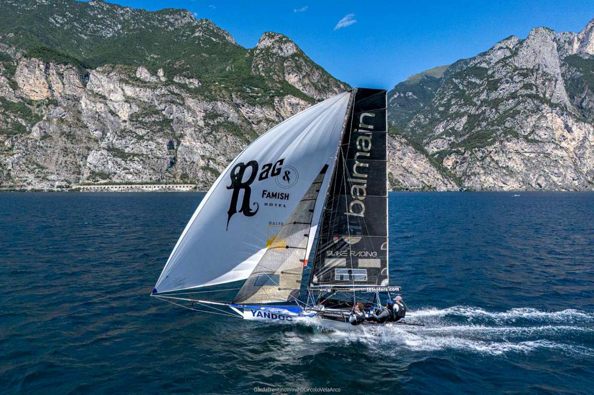 The new Rag & Famish Hotel crew show great form in a chartered skiff at Garda in July