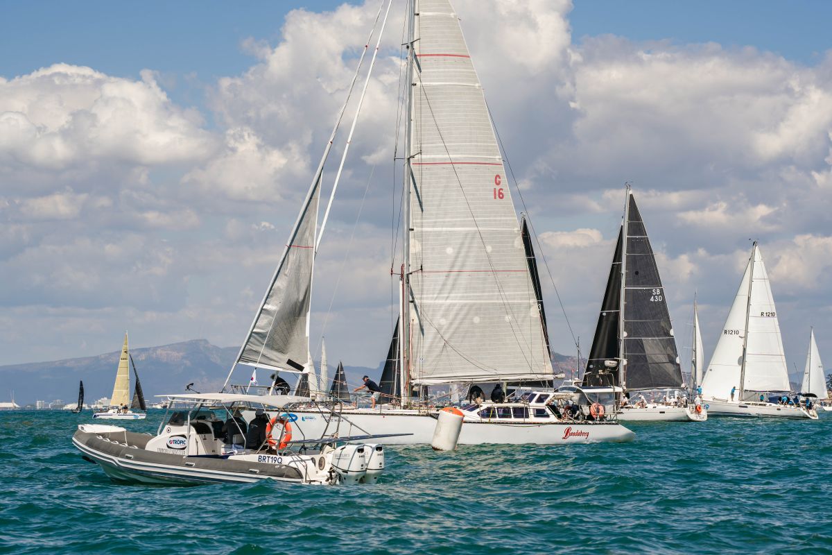Unfurling the headsail Bundaberg still got a good start - credit Revolution Productions