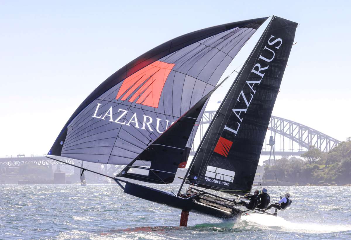 Lazarus team on a NE run down the harbour (SailMedia)