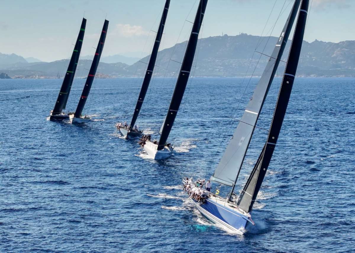 Northstar III leading the Maxi Grand Prix class fleet, Maxi Yacht Rolex Cup 2026 Photo credit YCCS Daniele Macis