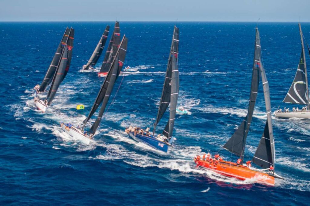 The ClubSwan 50 fleet, led by Earlybird. Photo credit YCCS-Daniele Macis