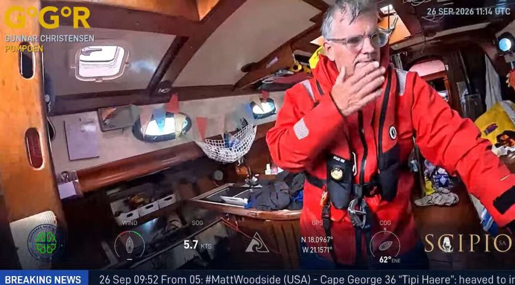 Gunnar Christensen below deck aboard POMPOEN - Credit GGR2026