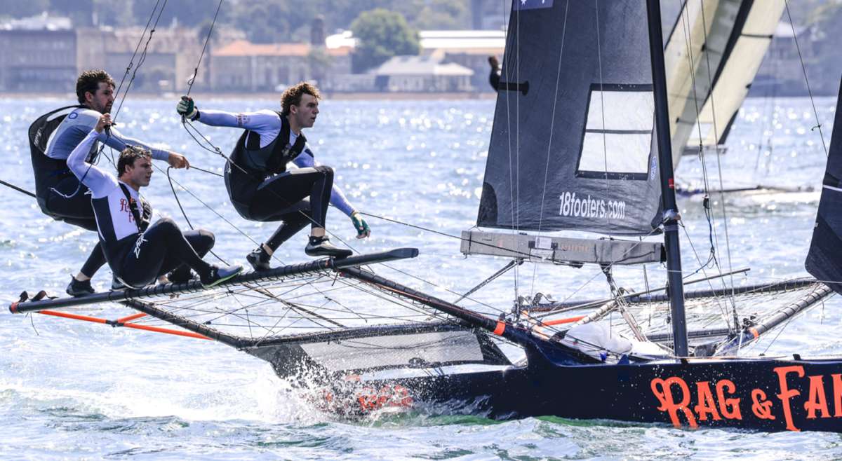 Ryan as sheet hand on Rag & Famish Hotel during the 2025-26 season (SailMedia)