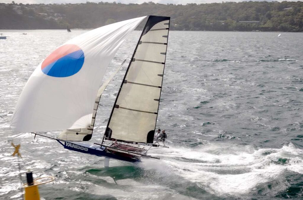 Aerial look at Yandoo on the way to winning Race 3 of the SIXT Spring Championship (SailMedia)